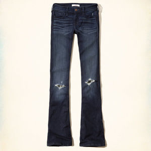 NWT HOLLISTER dark  destroyed flare Jeans